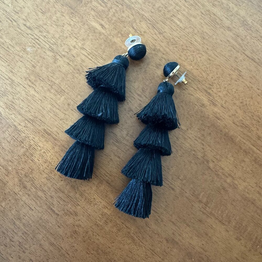 Nordstrom drop tassel black earrings - BaubleBar Gabriela Fringe
